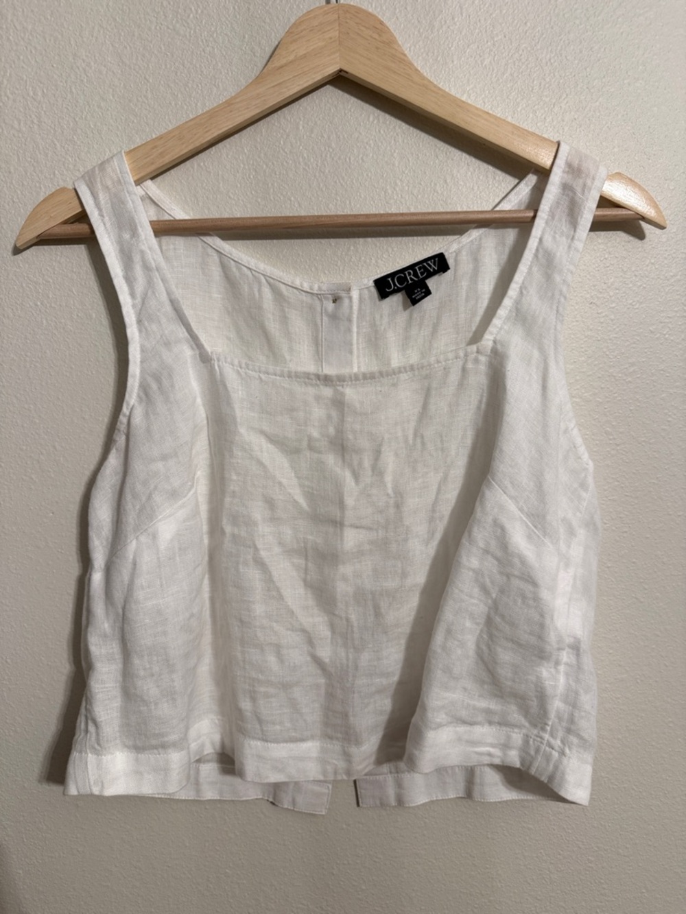 J. Crew White Linen Square-Neck Tank